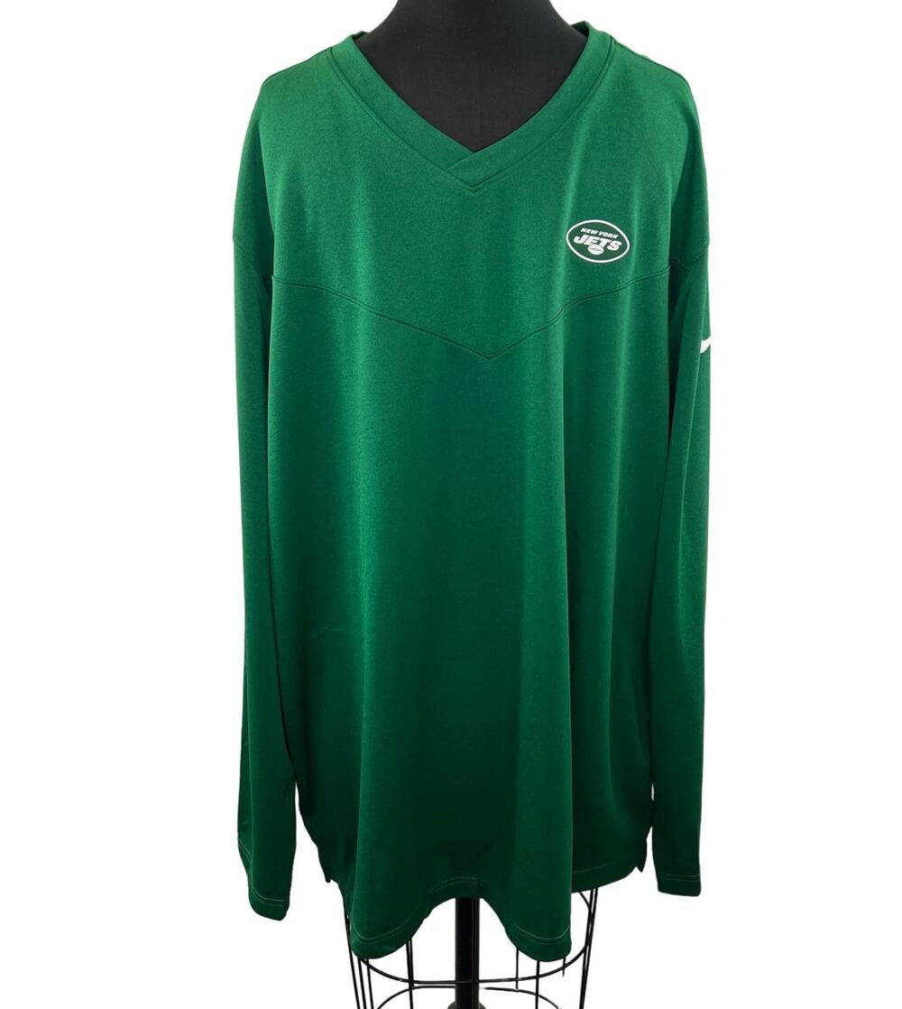 NIKE NFL New York Jets Green Long Sleeve V-Neckline Pullover Top Size 3XL NEW